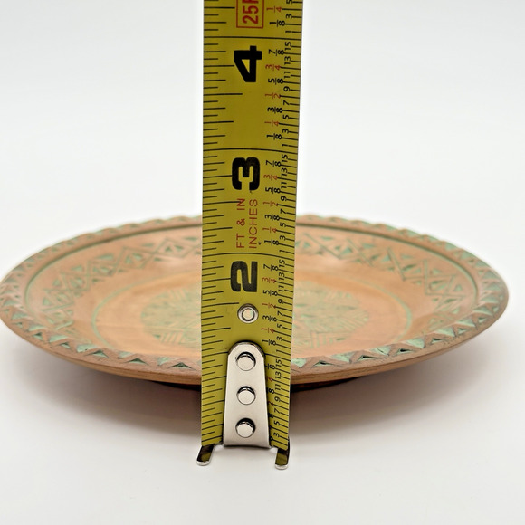 Vintage Hand Carved Wood Plate Trinket Dish Hand Painted Folk Art 6.25" - Picture 5 of 5